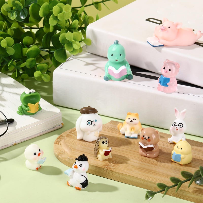 RoundFunny 24 Pcs Reading Gifts for Women Mini Resin Animals Book Lovers Book Club Gifts Bookish Weird Tiny Resin Ornaments Animals Figurine for Librarian Readers Teacher Bookstore Workers - Image 4