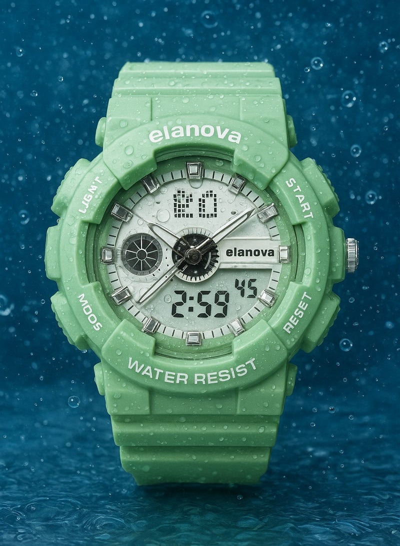 إيلانوفا ساعة يد  بعقارب وشاشة رقمية، مقاومة للماء، بسوا مقاوم للتلف،  طراز EL908 - Image 5