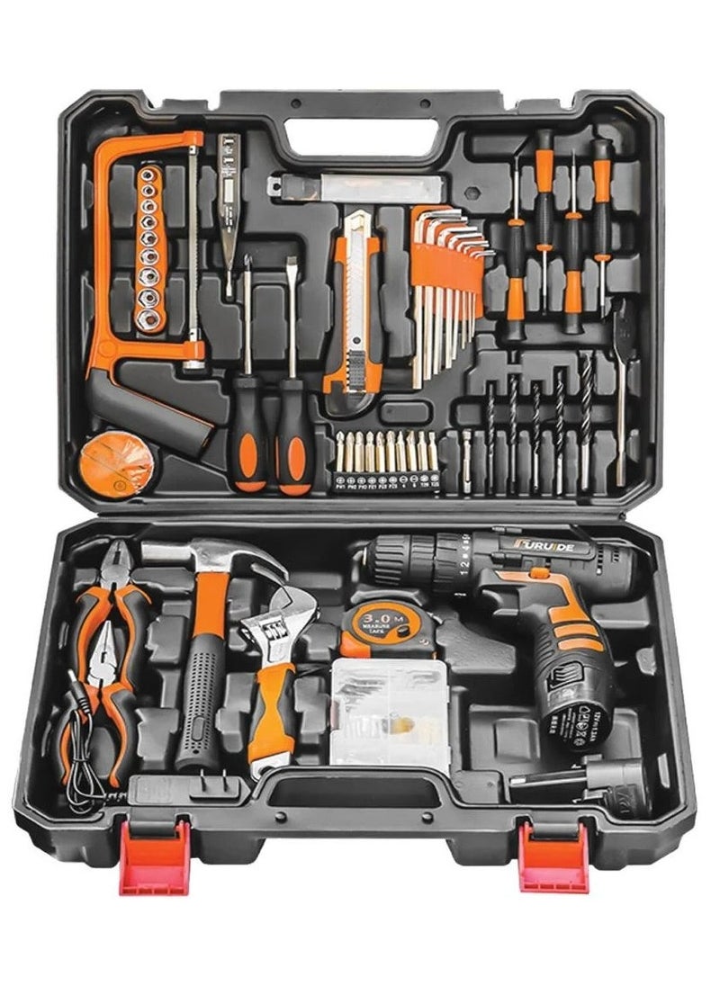 Denx Cordless Drill And Tool Sets Power Tools Combination Toolbox Home Repair Toolkit Cordless Electric Screwdriver Tool Box Household Hand Tool Set  - Image 1