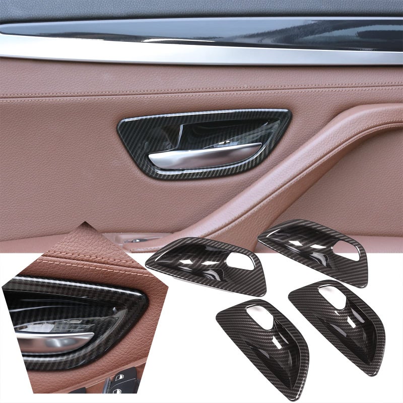 YUECHI for BMW 5 Series F10 520 528 525 20112017 Carbon Fiber Style Car Interior Door Handle Bowl Cover Trim