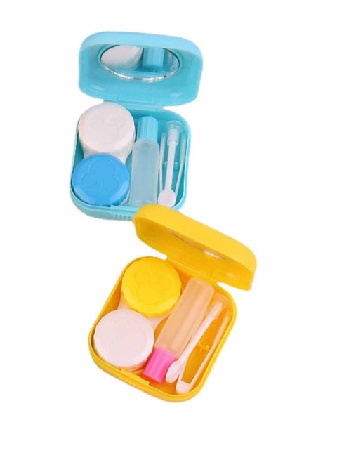 2 Pack Contact Lens Case Kit Travel Contact Case with Mirror Bottle Tweezers