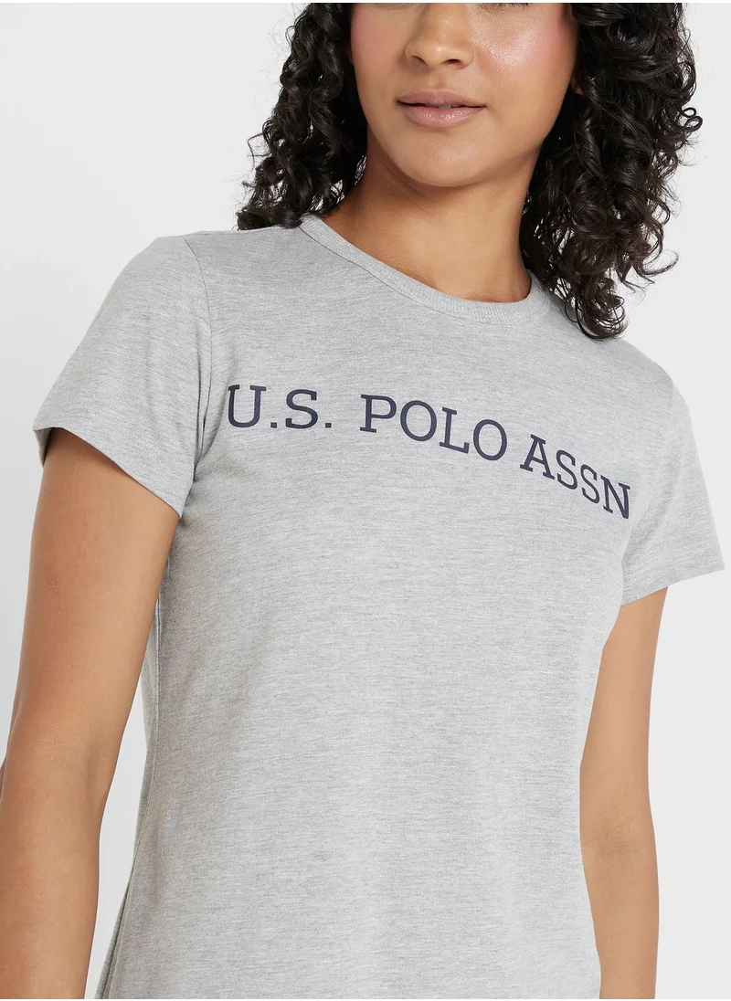يو اس بولو اسن Crew Neck Logo T-Shirt