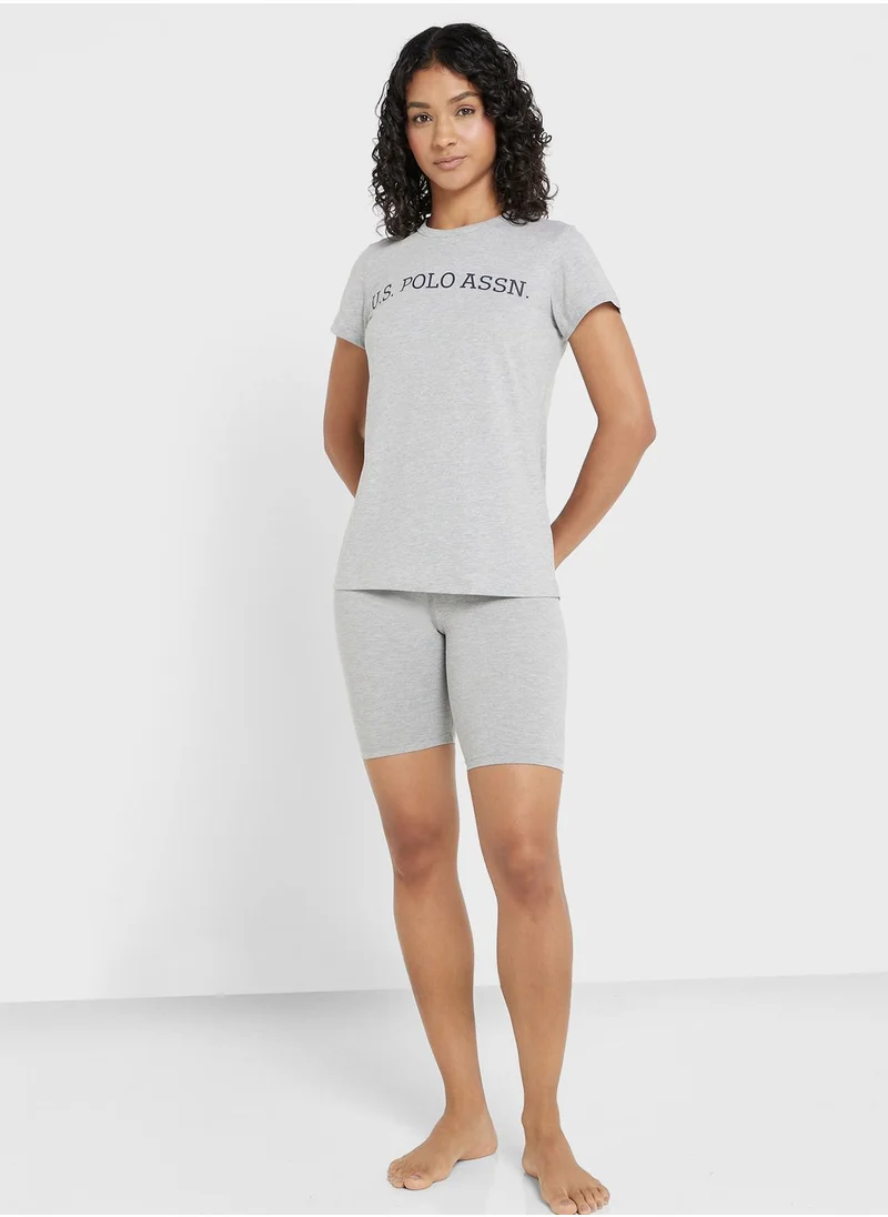 يو اس بولو اسن Crew Neck Logo T-Shirt