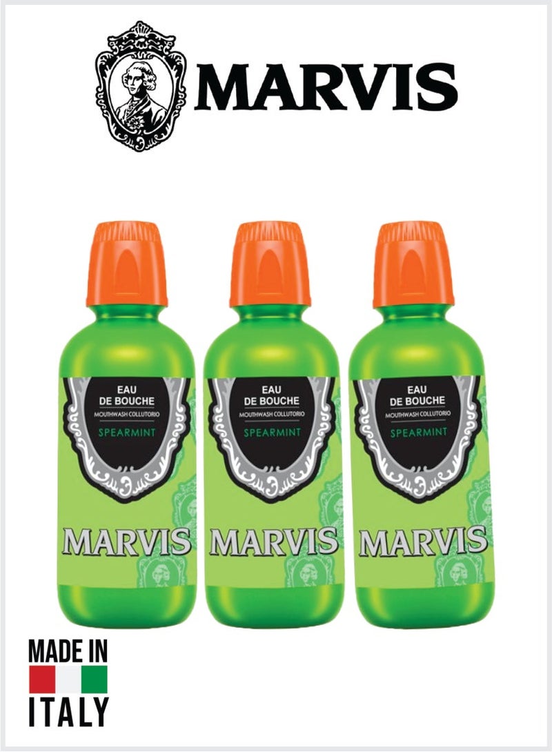 Marvis Spearmint Mouthwash – Soothing Spearmint Mouth Rinse, Daily Freshness Formula 400ML Pack Of 3