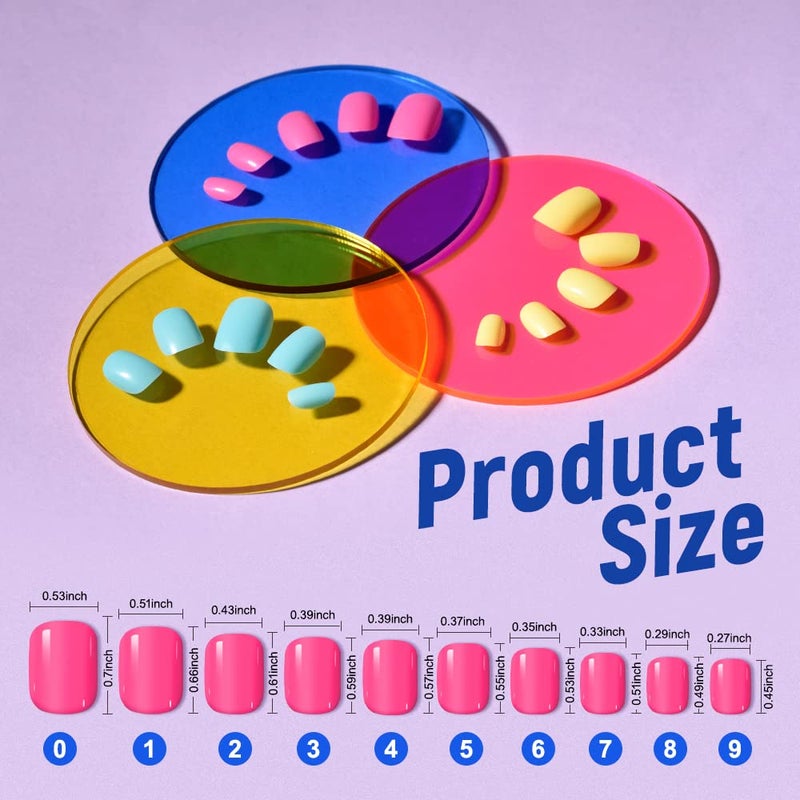 TsMADDTs Press on Nails, 720 pcs Short Round Fake Nails with Glue, Files, Tweezer for Women DIY at Home - Image 2