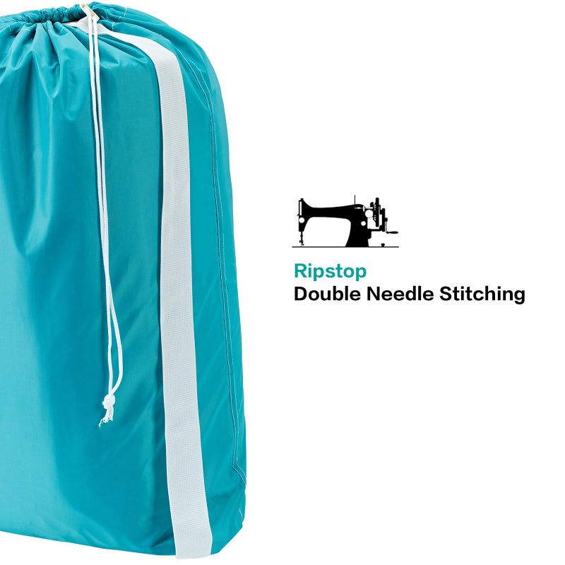 Homest 2 Pack Xl Nylon Laundry Bag With Strap, Large Dirty Clothes Organizer, Easy Fit A Laundry Hamper Or Basket, Can Carry Up To 4 Loads Of Laundry, Black And Sky Blue - Image 5