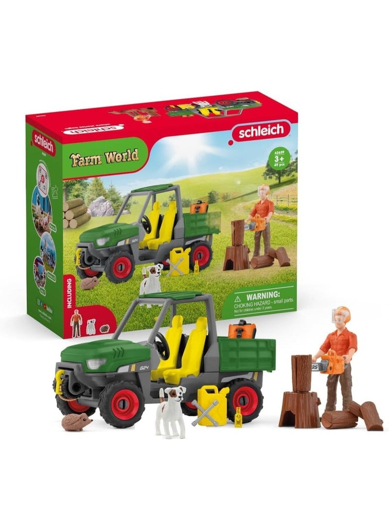 Schleich working in the Forest | Realistic Forestry Vehicle Model for Kids and Nature Lovers, Perfect Gift for Ages 4+ - Image 1