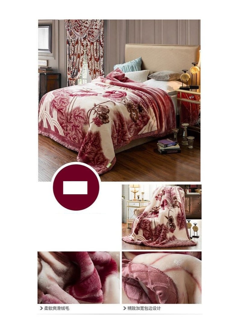 بيج طبقة مزدوجة الشتاء سميكة راشيل المنك بطانية ميكروفيبر مرجحة لسرير مزدوج لينة دافئة مقاس سوبر كينج  ثقيلة رقيق رمي البطانيات 200*230 سم -متعددة الالوانSS130