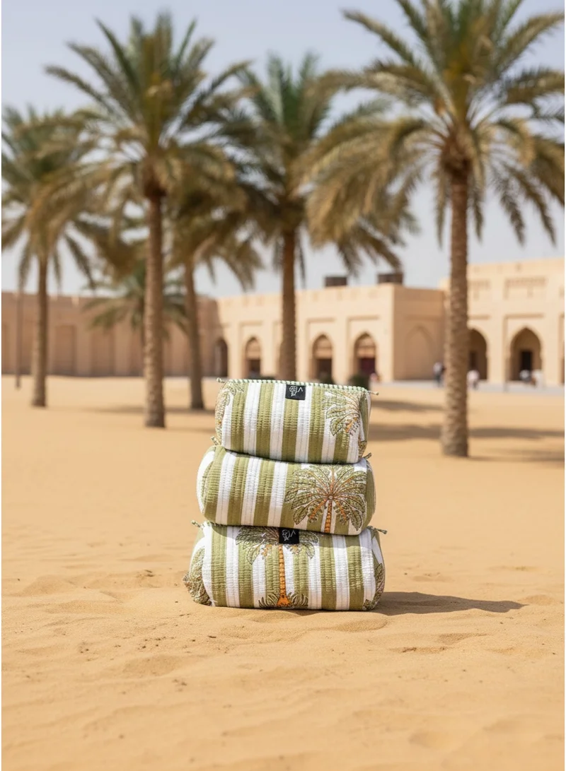 BU Towels BU Palm Pouch, Set of three, Hand-printed, Designed for travel, pool days, and everyday use