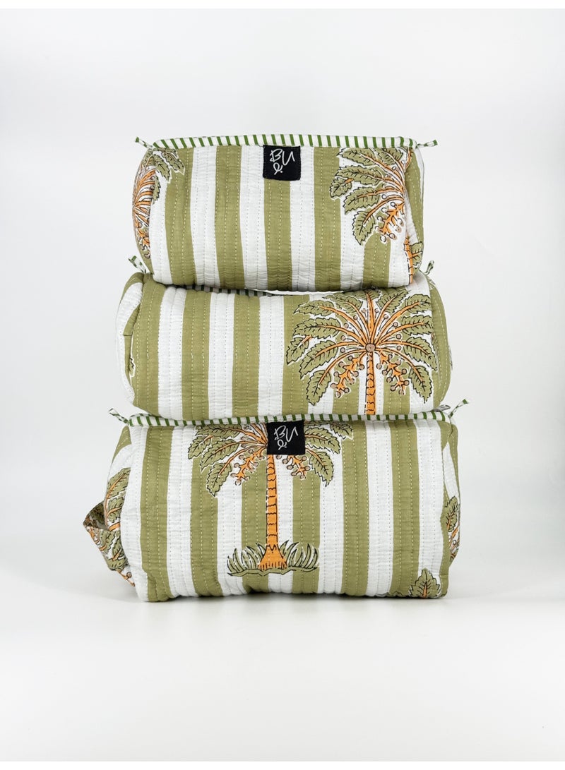 BU Towels BU Palm Pouch, Set of three, Hand-printed, Designed for travel, pool days, and everyday use - Image 1