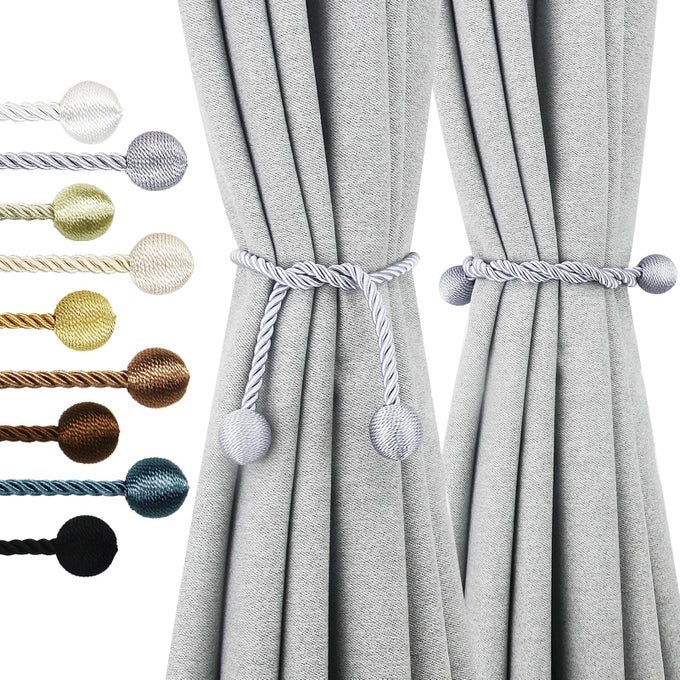 CURTAIN TIEBACKS OUTDOOR ELEGANT DECORATIVE TIE BACKS MODERN ROPE TIEBACKS FOR DRAPES WINDOW CURTAIN HOLDBACKS FOR DRAPERIES GREY 2
