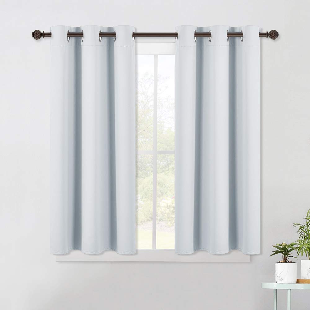 NICETOWN Room Darkening Draperies Curtains Panels Window Treatment Thermal Insulated Grommet Room Darkening CurtainsDrapes for Bedroom 2 Panels 42 by 45 PlatinumGreyish White