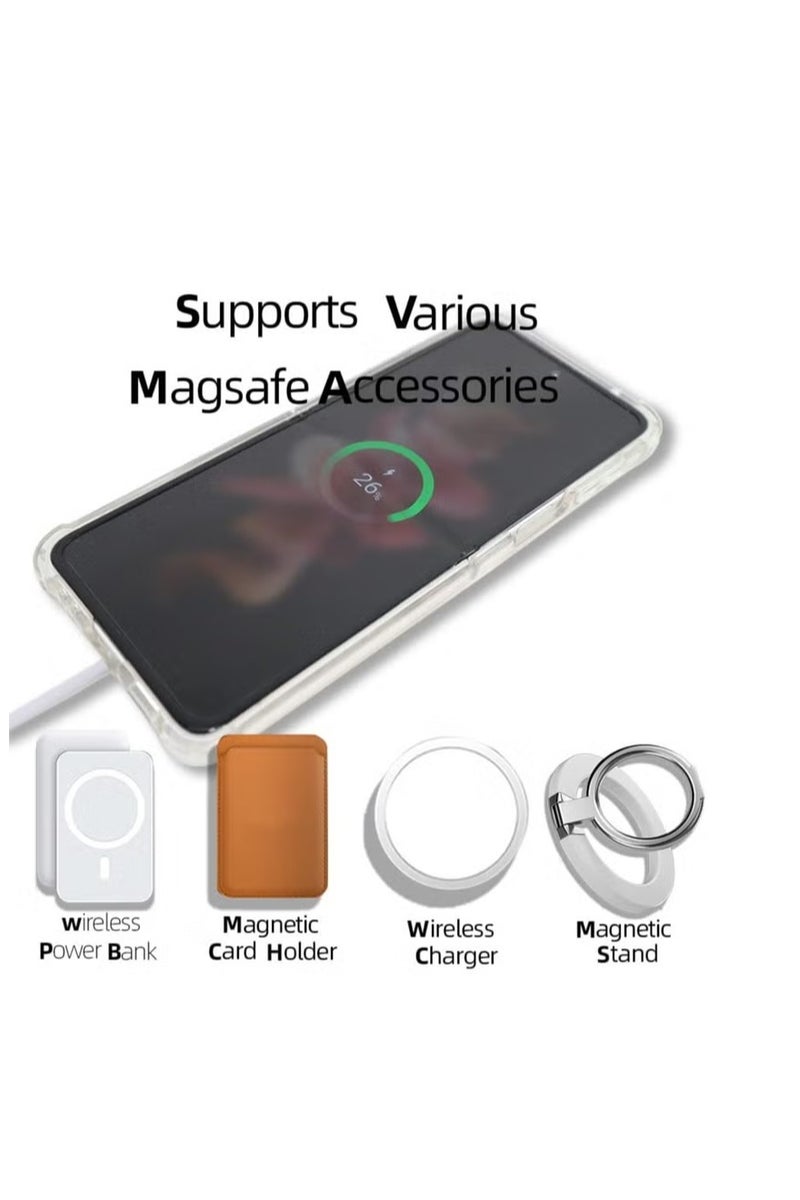 أوميكسبرو جراب مغناطيسي شفاف لهاتف Samsung Galaxy Z Flip 3 5g، يدعم Magsafe والشاحن اللاسلكي، غطاء هاتف صلب شفاف مقاوم للصدمات والسقوط لهاتف Galaxy z flip3 - Image 5