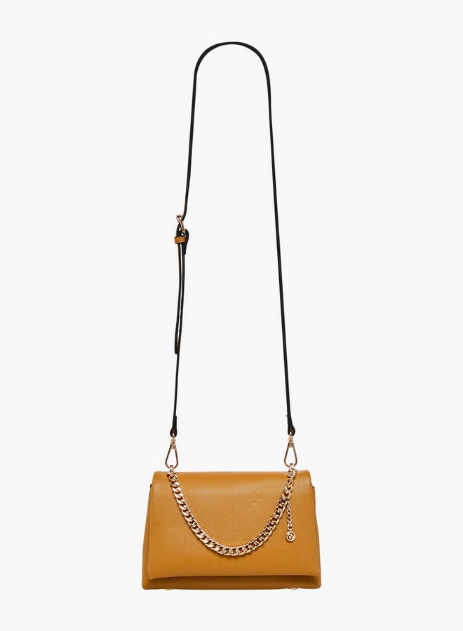 Celeste Solid Crossbody Bag with Adjustable Strap and Chain Detail - Image 3