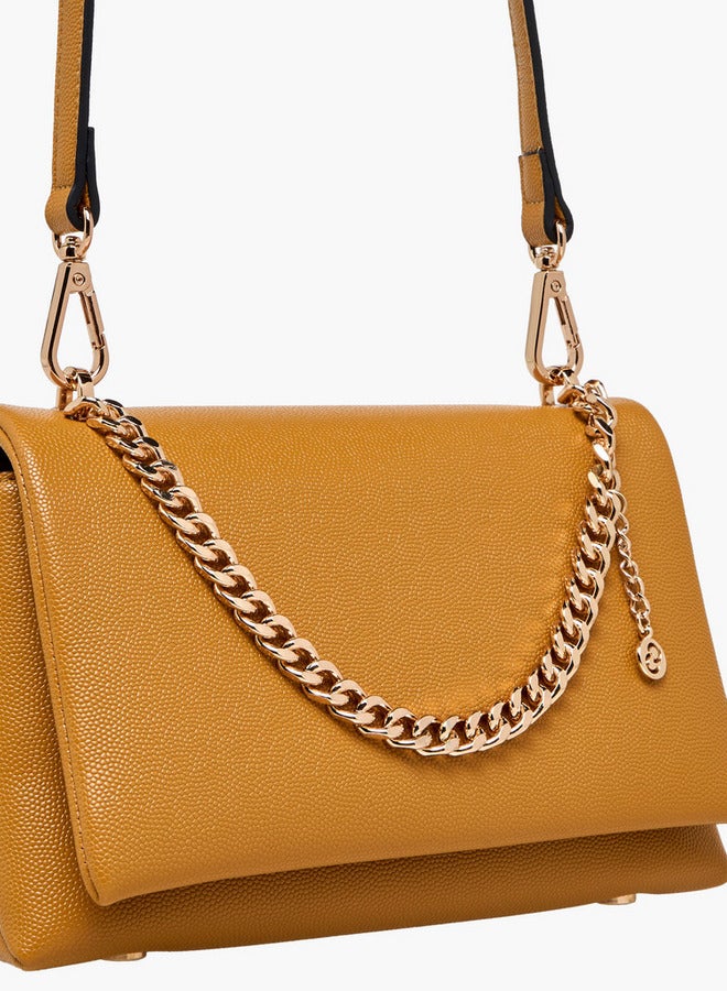 Celeste Solid Crossbody Bag with Adjustable Strap and Chain Detail - Image 5