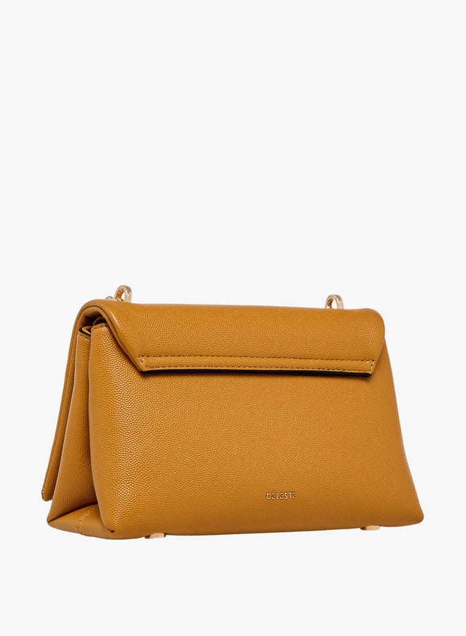 Celeste Solid Crossbody Bag with Adjustable Strap and Chain Detail - Image 4