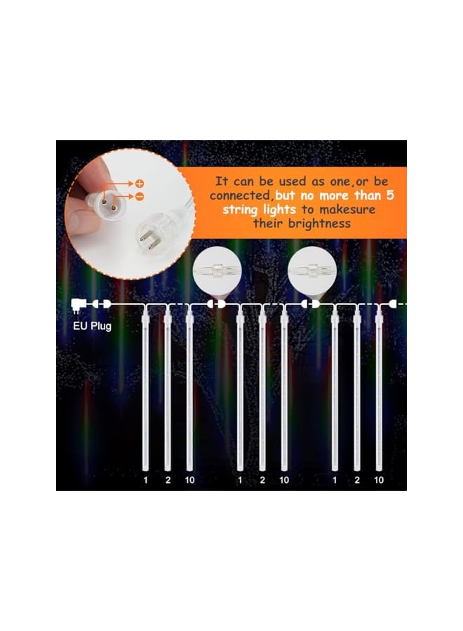 The Bros Meteor Shower Lights - 11.8in LED Falling Rain Lights with 8 Tube 240 LEDs - Waterproof Outdoor MeteorFalling Rain Drop Lights for Xmas Tree Wedding Holiday Party Patio Decoration (Multi-colour) - Image 2