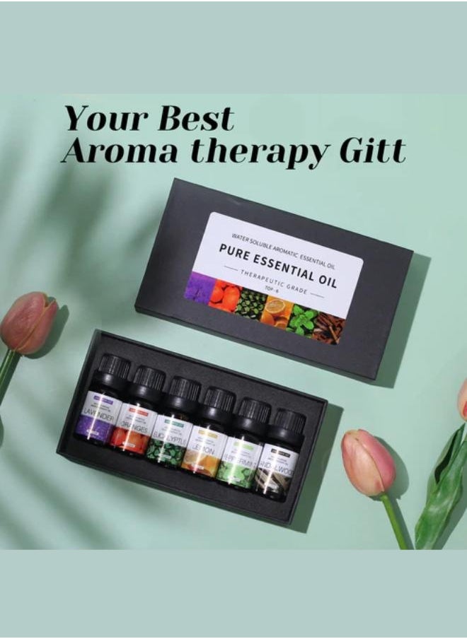 Plynox - 6pcs x 10 mL Essential Oils Suit Water Soluble Aromatherapy Essential Oil Sandalwood&Sweet Orange&Lavender&Eucalyptus&Lemon&Mint Aromatherapy Diffuser Oil for Humidifier, Aroma Diffuser - Image 1
