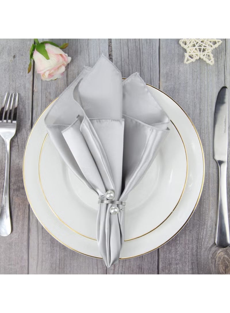 8Pcs Silver Pearl Napkin Rings Retro And Simple Style Silver Napkin Ring Pearls，Silver Metal Electroplated Napkin Rings For Family Dinner Wedding Table Decoration Birthday Party Decoration - Image 5