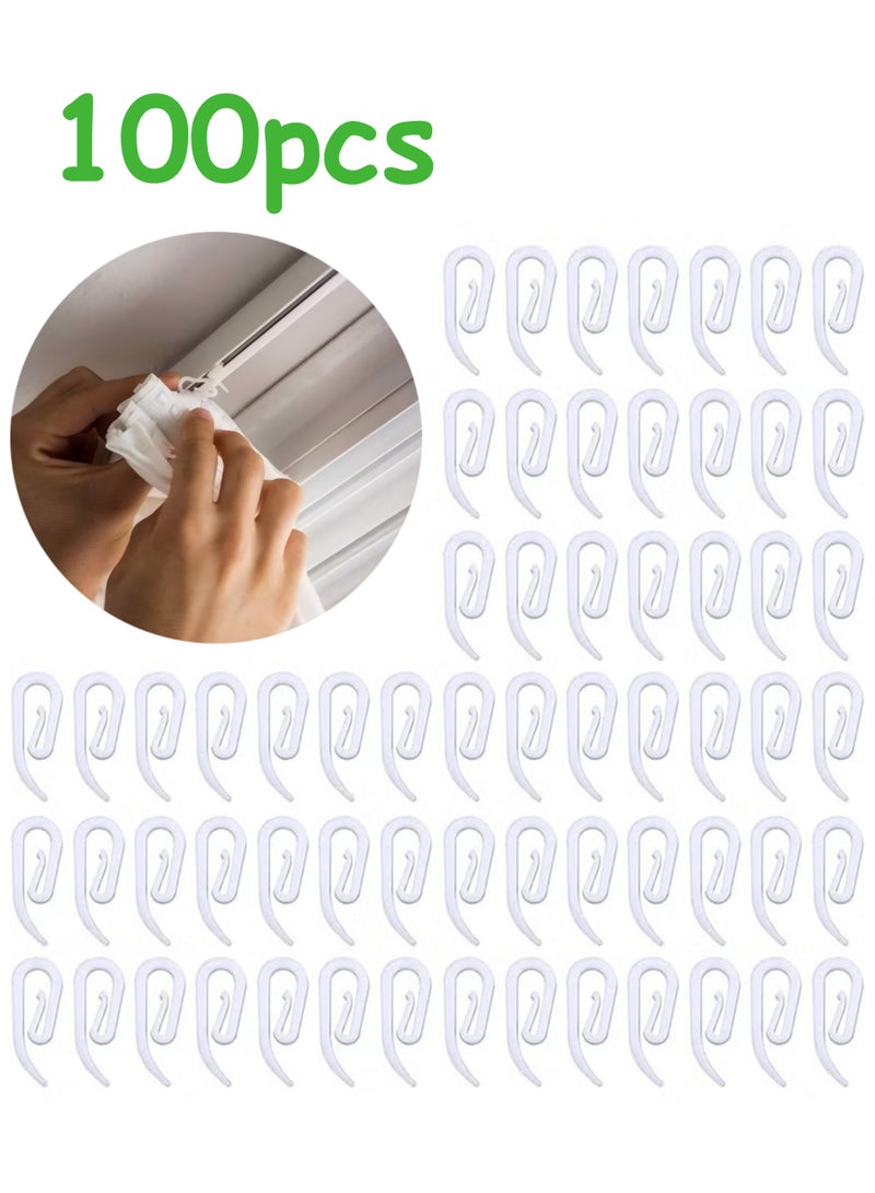 100 Pack Plastic Curtain Hooks, Adjustable Drapery Curtain Tape Clip Hook, Drapery Hooks, Durable and Sturdy, Easy to Install, for Window Curtain or Door Curtain, 2.8x1.2cm - Image 1