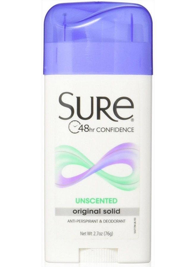 Sure Original Solid Unscented, Anti-Perspirant Deodorant 2.70 oz