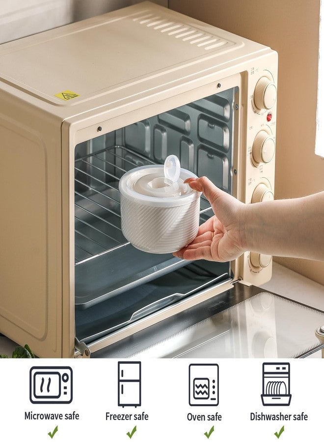 Adewnest وعاء سيراميك من أدونست مع غطاء: وعاء شوربة آمن للاستخدام في الميكروويف مع غطاء، مثالي للغداء والنزهات والتخييم - حاوية تخزين طعام للمطبخ مع غطاء - وعاء تقديم لتحضير السلطة والحبوب وبقايا الطعام - 20 أونصة، أبيض، قطعة واحدة - Image 2