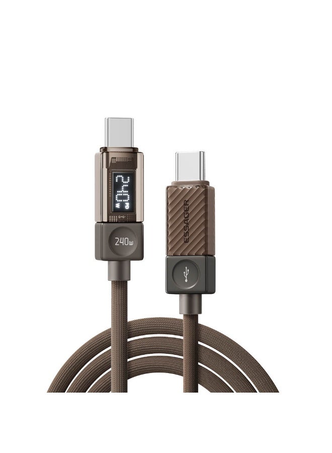 ESSAGER - CHARGING CABLE TYPE C - 240W output - 2M Long - 5A capacity - For Iphone 15/16 series, Laptop and all latest models phones - Super Fast Charging with for distance use(BROWN)- Zyntech - Image 1