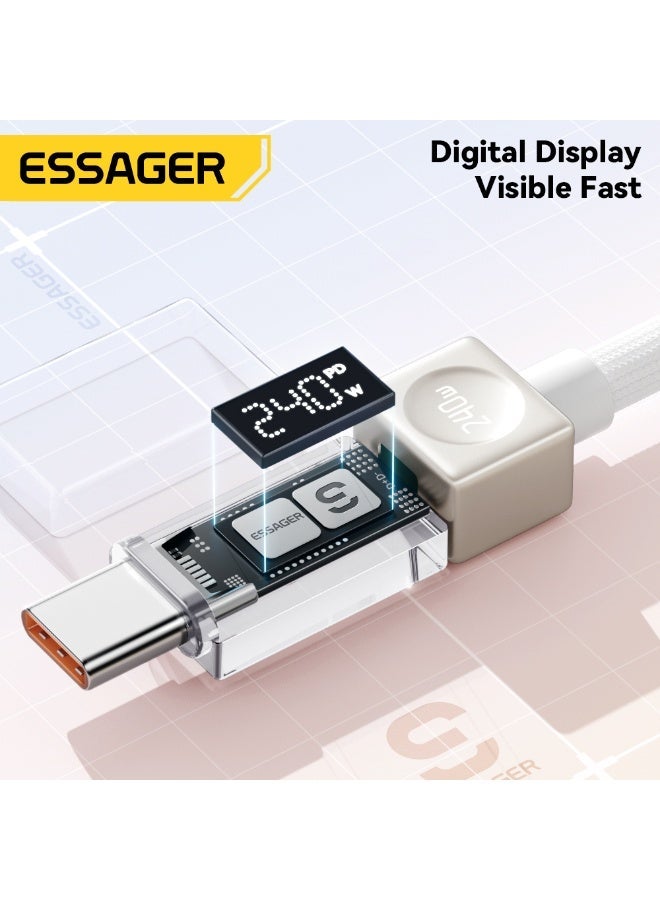 ايساجر كابل شحن ESSAGER من النوع C - قدرة خرج 240 واط - طول 2 متر - سعة 5 أمبير - متوافق مع سلسلة iPhone 15/16، وأجهزة الكمبيوتر المحمولة، وجميع أحدث موديلات الهواتف - شحن فائق السرعة للاستخدام عن بُعد (بني) - Zyntech - Image 4