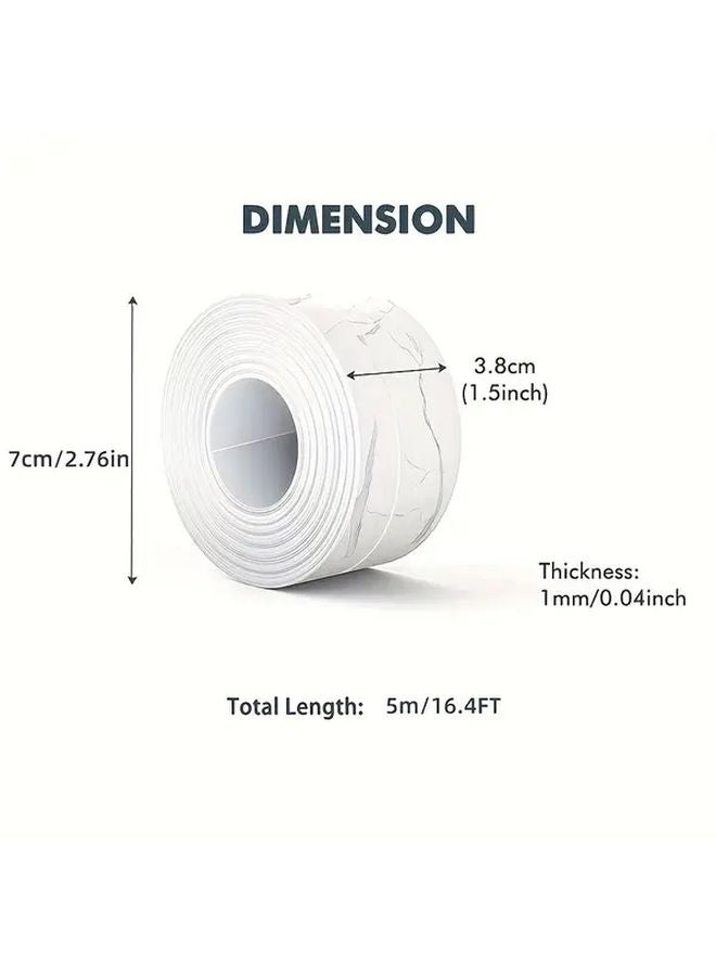 196.85 بوصة شريط مانع للتسرب ذاتي اللصق من البولي فينيل كلوريد مقاوم للماء والرطوبة بلون الشقوق للحمامات والمطابخ وأسطح العمل - Image 3