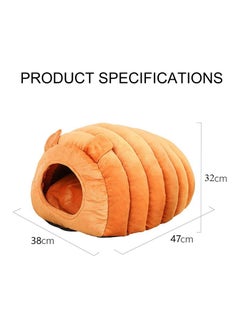A.M Indoor Warm Igloo Cat House, Caterpillar Shape Semi-enclosed Comfortable Soft Non-slip Orange Three-dimensional Cat House Removable Washable Inner Cushion Cat Bed  - Image 5