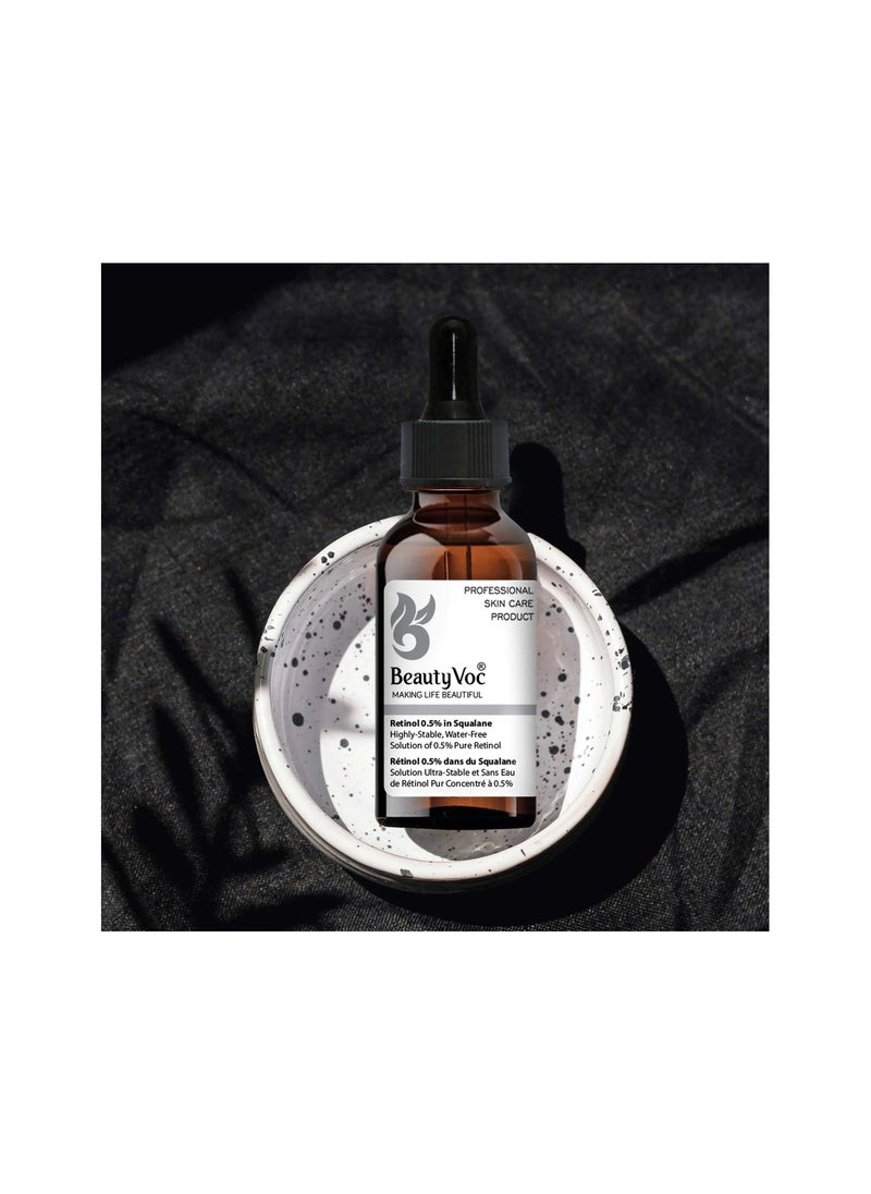 BEAUTY VOC - Retinol 0.5% Serum Ultimate Anti-Aging Solution with 0.5% retinol concentration stimulates fine lines, wrinkles and uneven tone for firmer and smoother skin, 30ml - Image 1