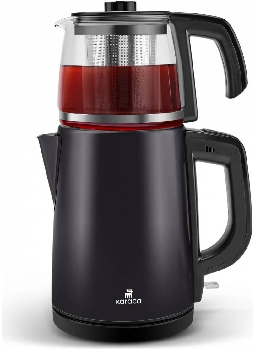 كاراجا Tea Glass 2 In 1 Steel Tea Maker and Kettle Matte Black