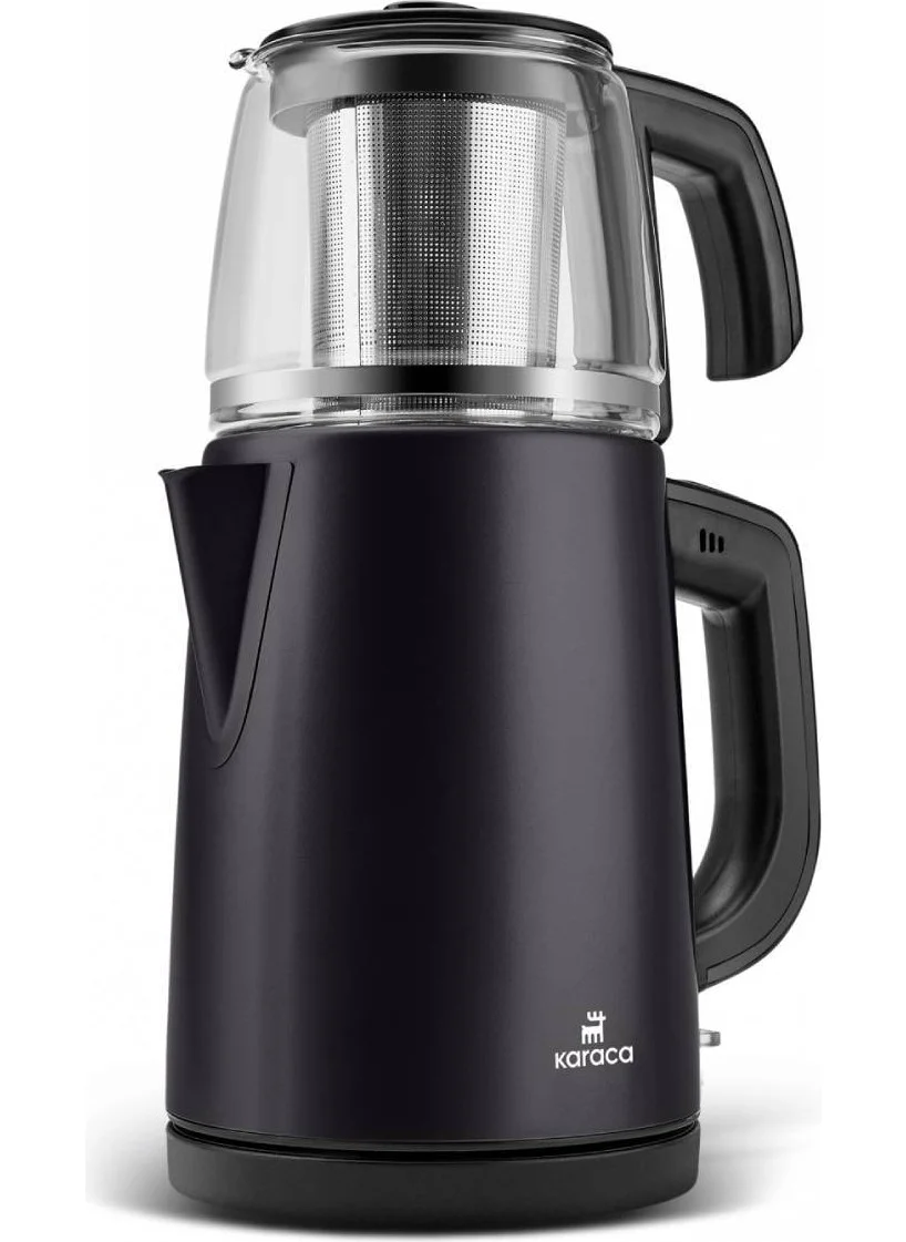 كاراجا Tea Glass 2 In 1 Steel Tea Maker and Kettle Matte Black