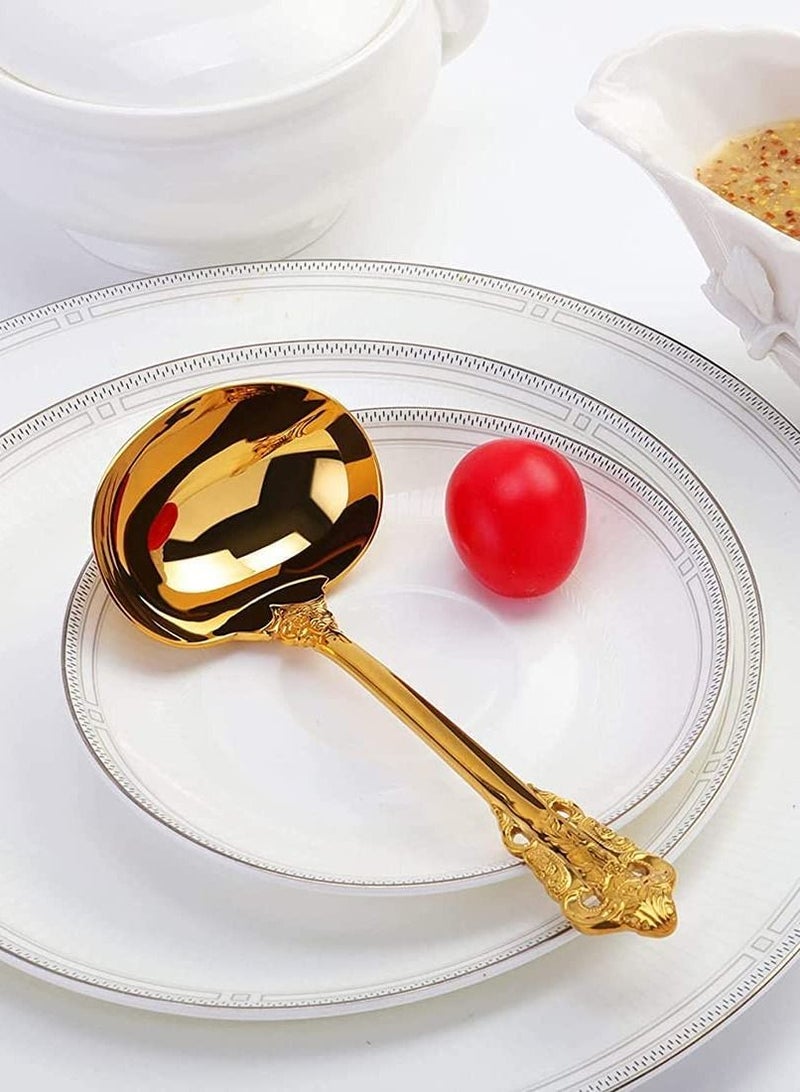 SYOSI Gold Soup Spoons Small Gravy Ladle Elegance Ladle High Grade Stainless Steel Small Gravy Sauce Ladle for Kitchen or Restaurant Cooking Stirring Super Shiny and Dishwasher Safe - Image 5