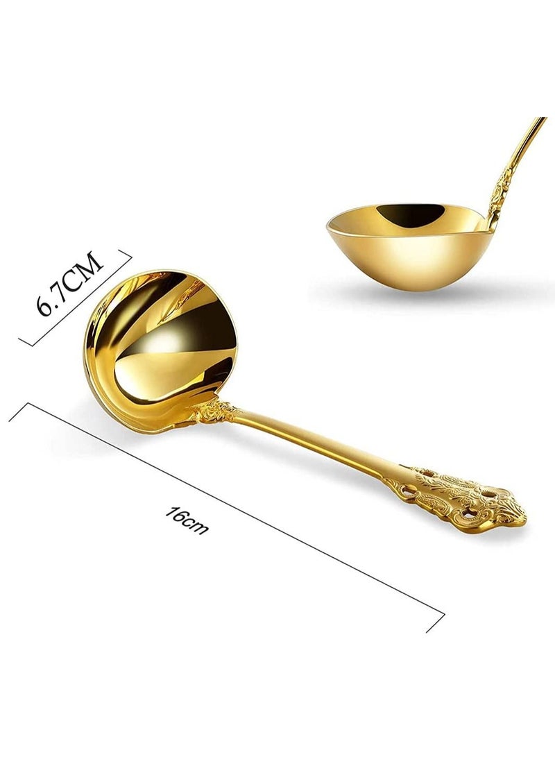 SYOSI Gold Soup Spoons Small Gravy Ladle Elegance Ladle High Grade Stainless Steel Small Gravy Sauce Ladle for Kitchen or Restaurant Cooking Stirring Super Shiny and Dishwasher Safe - Image 4