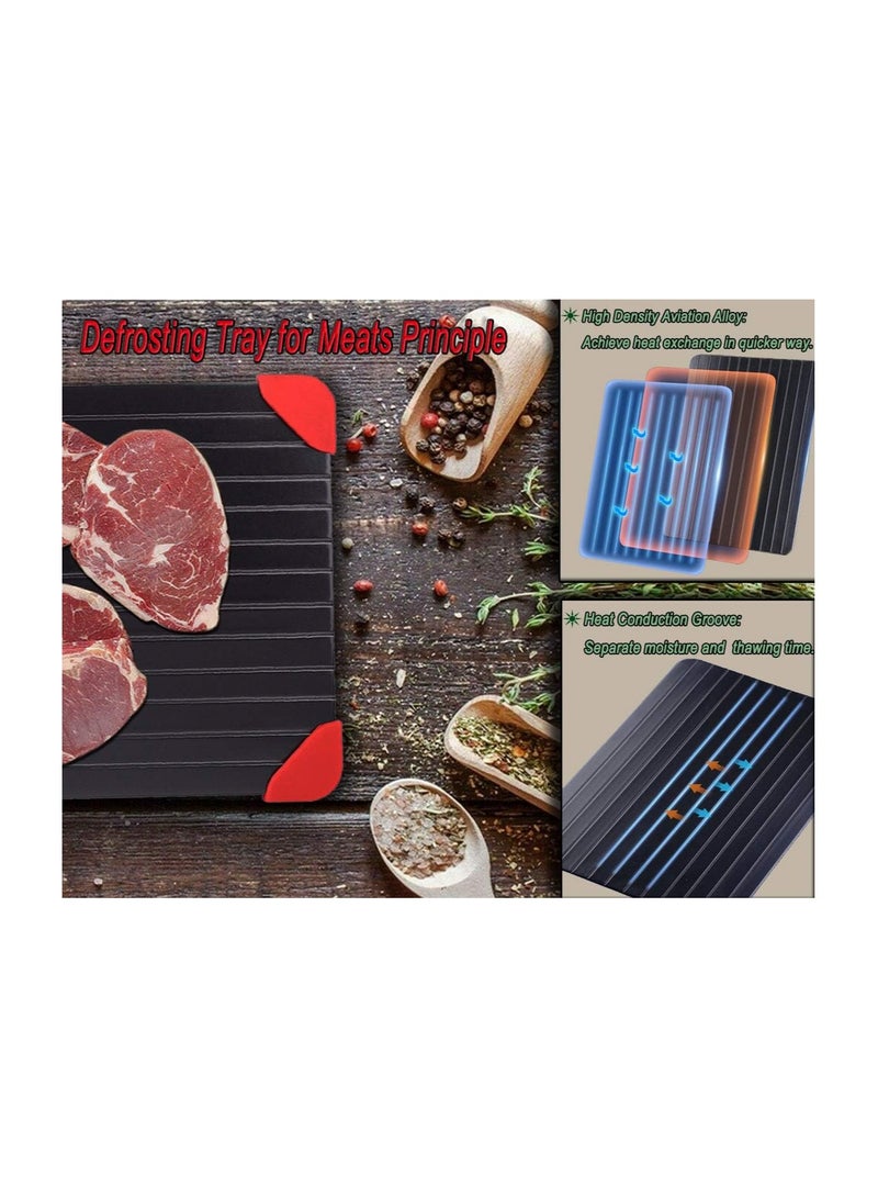 KASTWAVE صينية ذوبان اللحم المجمد، صينية ذوبان سريعة، ذوبان طبيعي بدون ميكروويف أو ماء ساخن، الحفاظ على العناصر الغذائية والنكهة، لوح ذوبان اللحم يحقق ذوبان سريع وآمن، 14" × 8" - Image 4