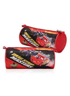 Kuber Industries Kuber Industries Pack of 2 Round Pencil Pouch | Disney Car Pencil Pouch for Kids | Multi-Purpose Travel Pouch | Travel Organizer | Stationary Utility School Pouches | Geometry Box | Red  - Image 1