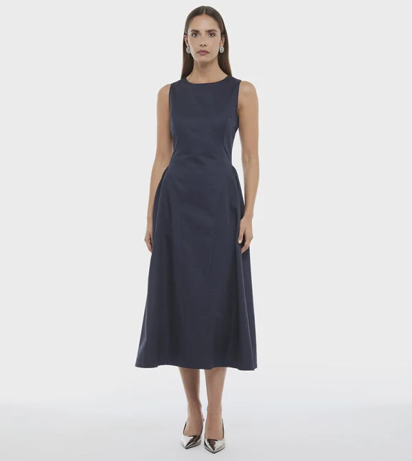 بي سي بي جي BCBG POPLIN DRESS WITH PRINCES SKIRT