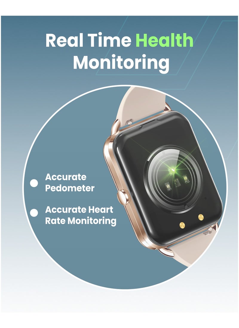 Moxedo - Moxedo Luna Smart Watch 1.65 Amoled HD Display 100+ Watch Faces, Bluetooth Calling Real Time Health Monitoring Fitness Smart Tracker with Camera Control for iOS and Android - Rose Gold - Image 1