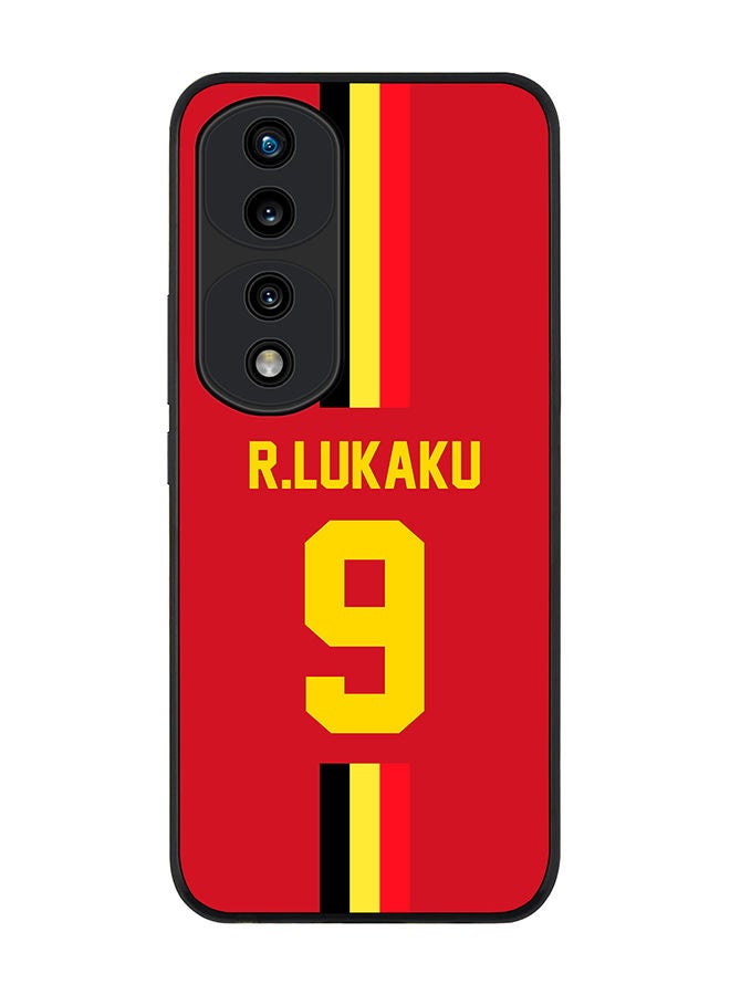Stylizedd Rugged Black edge case for Honor 70 Pro Slim fit Soft Case Flexible Rubber Edges Anti Drop TPU Gel Thin Cover - Football Team - Belgium Player Name - R.Lukaku - Image 1