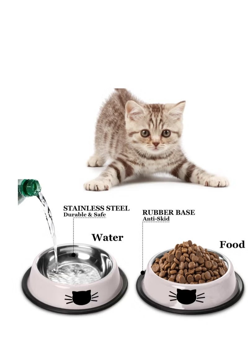 SILADEFU 3pcs Cat Bowl Set, Non-Slip Stainless Steel Bowls for Cats and Pets - Image 3
