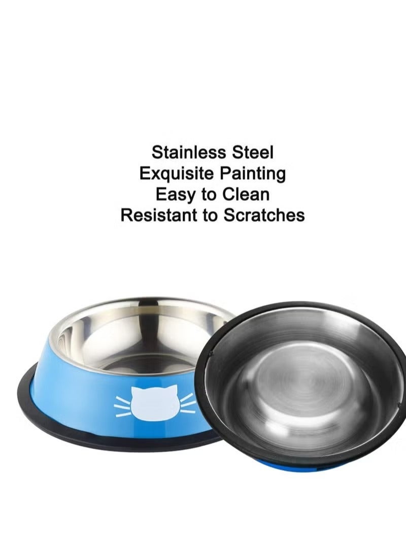 SILADEFU 3pcs Cat Bowl Set, Non-Slip Stainless Steel Bowls for Cats and Pets - Image 5