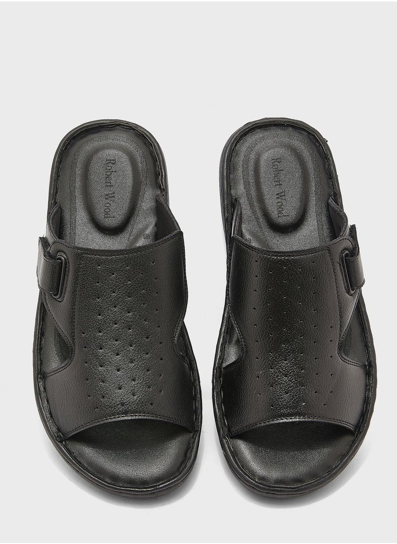 Robert Wood - Faux Leather Strappy Sandals - Image 1