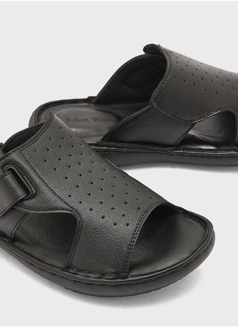 Robert Wood - Faux Leather Strappy Sandals - Image 1