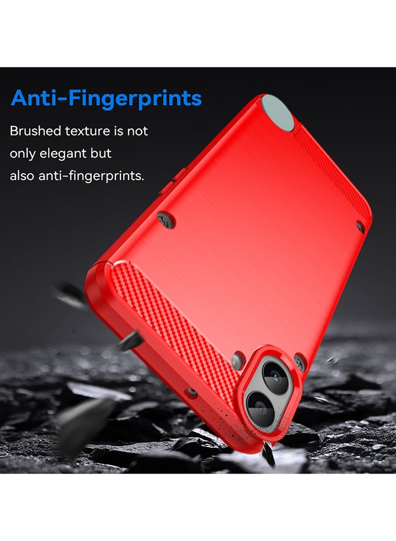 URBBKING Slim Fit Phone Cover with Shock-Absorption, Carbon Fiber TPU Rubber Protective Case For Nothing CMF Phone 1 /cmf by NOTHING Phone 1 Red - Image 3