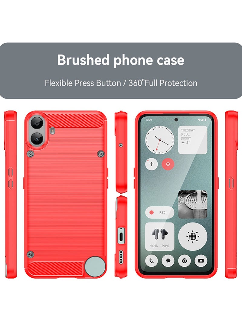 URBBKING Slim Fit Phone Cover with Shock-Absorption, Carbon Fiber TPU Rubber Protective Case For Nothing CMF Phone 1 /cmf by NOTHING Phone 1 Red - Image 2