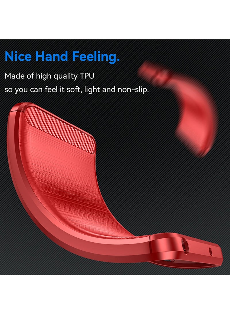 URBBKING Slim Fit Phone Cover with Shock-Absorption, Carbon Fiber TPU Rubber Protective Case For Nothing CMF Phone 1 /cmf by NOTHING Phone 1 Red - Image 4