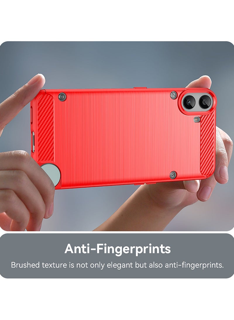 URBBKING Slim Fit Phone Cover with Shock-Absorption, Carbon Fiber TPU Rubber Protective Case For Nothing CMF Phone 1 /cmf by NOTHING Phone 1 Red - Image 5