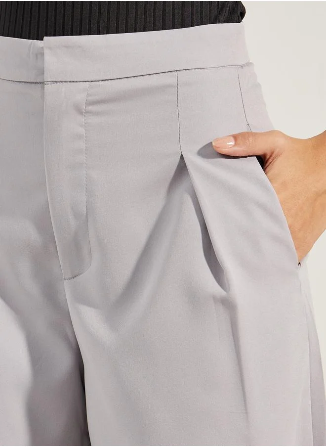 Styli Textured Wide Leg Ankle Length Pants