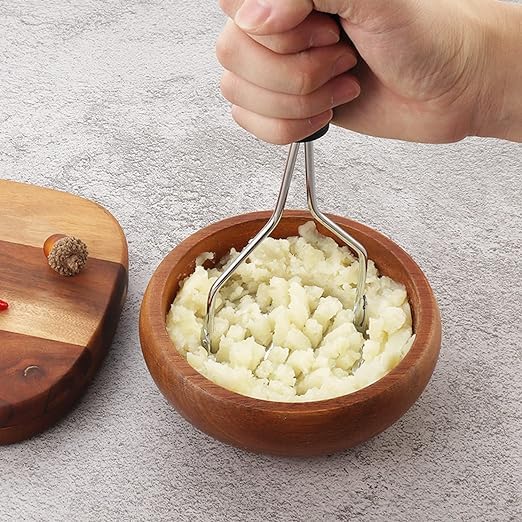 NAIDEV NAIDEV Potato Masher Best Potato Masher Kitchen Tool for Vegetables Fruits and Baby Food Preparation Multipurpose Kitchen Utensil with Ergonomic Grip and Hanging Hook Hole Grey  - Image 2